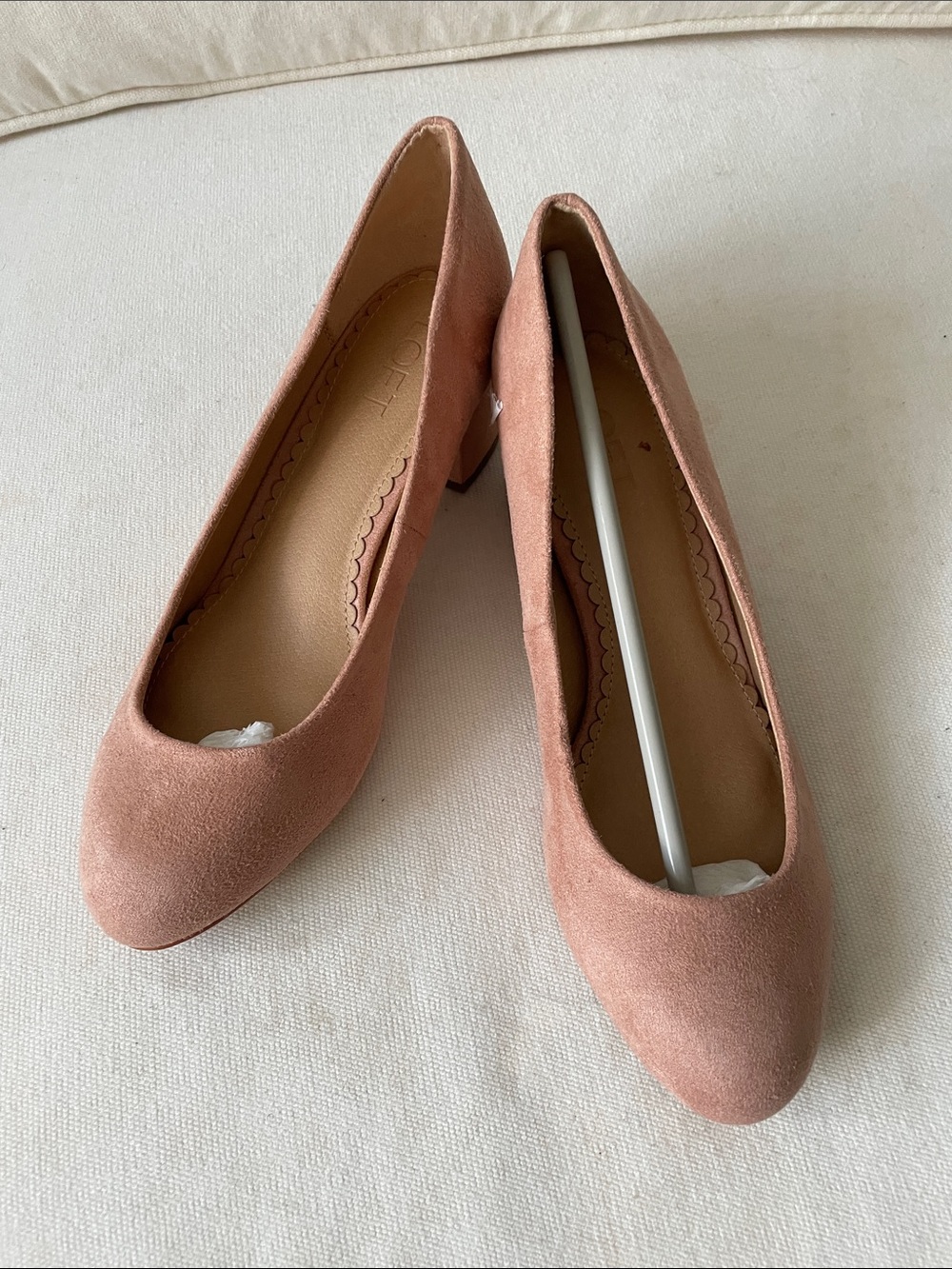 LOFT Suede Block Heel Pumps in Dusty Rose